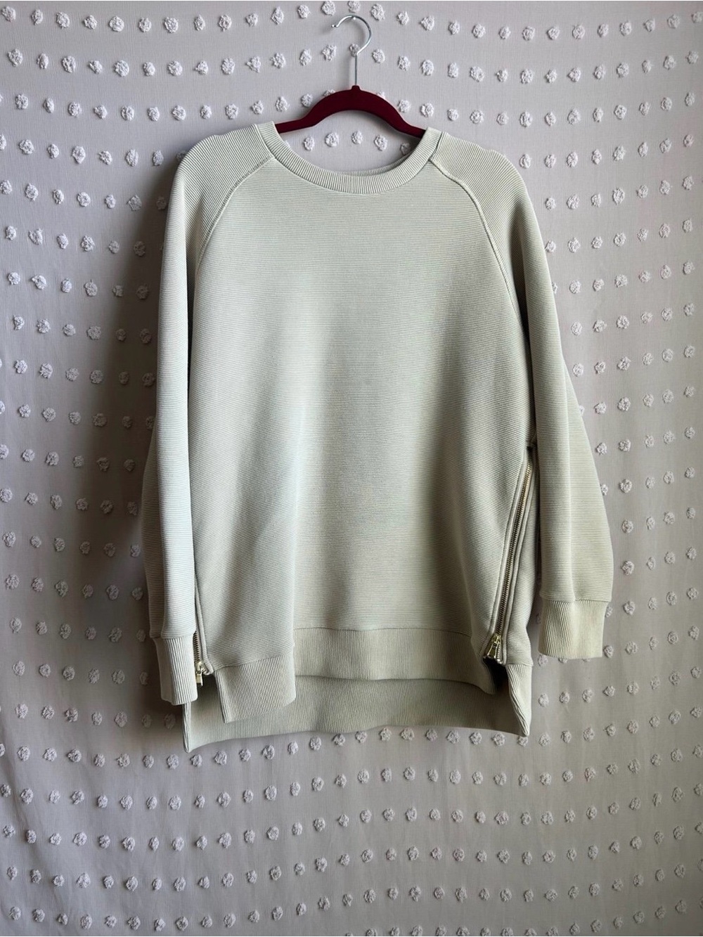 Varley Manning Crewneck w/Side-Zip Sweater - Cream
